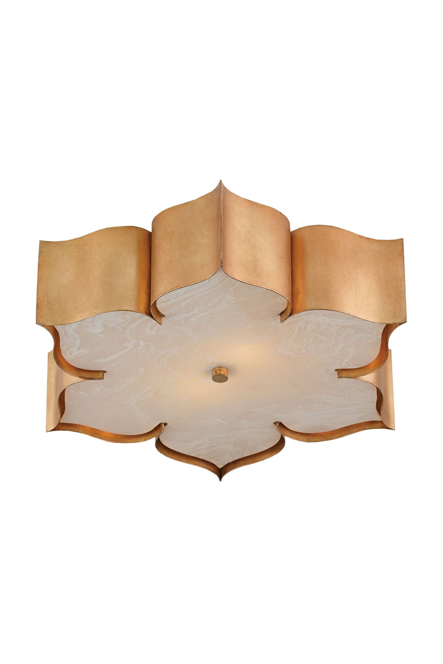 Majestic Antique Gold Leaf Glass 2-Light Flush Mount