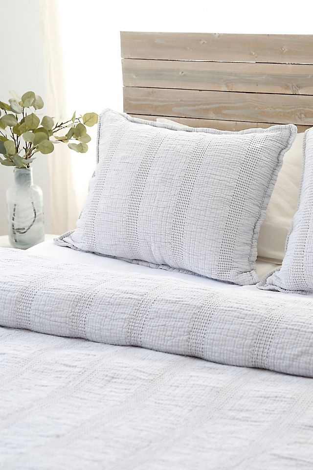 Nantucket Cotton Matelassé Coverlet by Pom Pom at Home - Grey / Queen