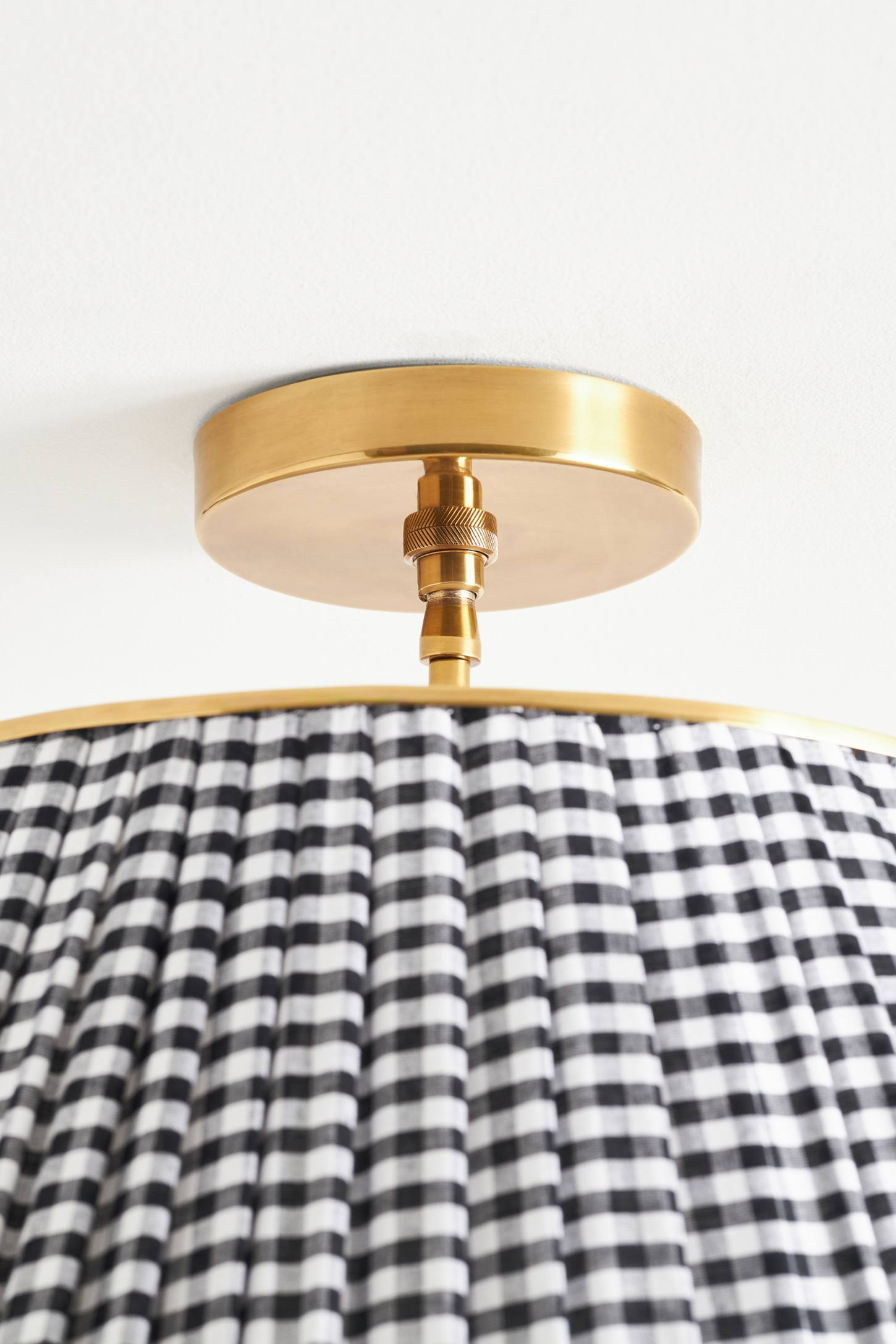Lee Brass 24" Ruched Printed Semi-Flush Mount Pendant Light