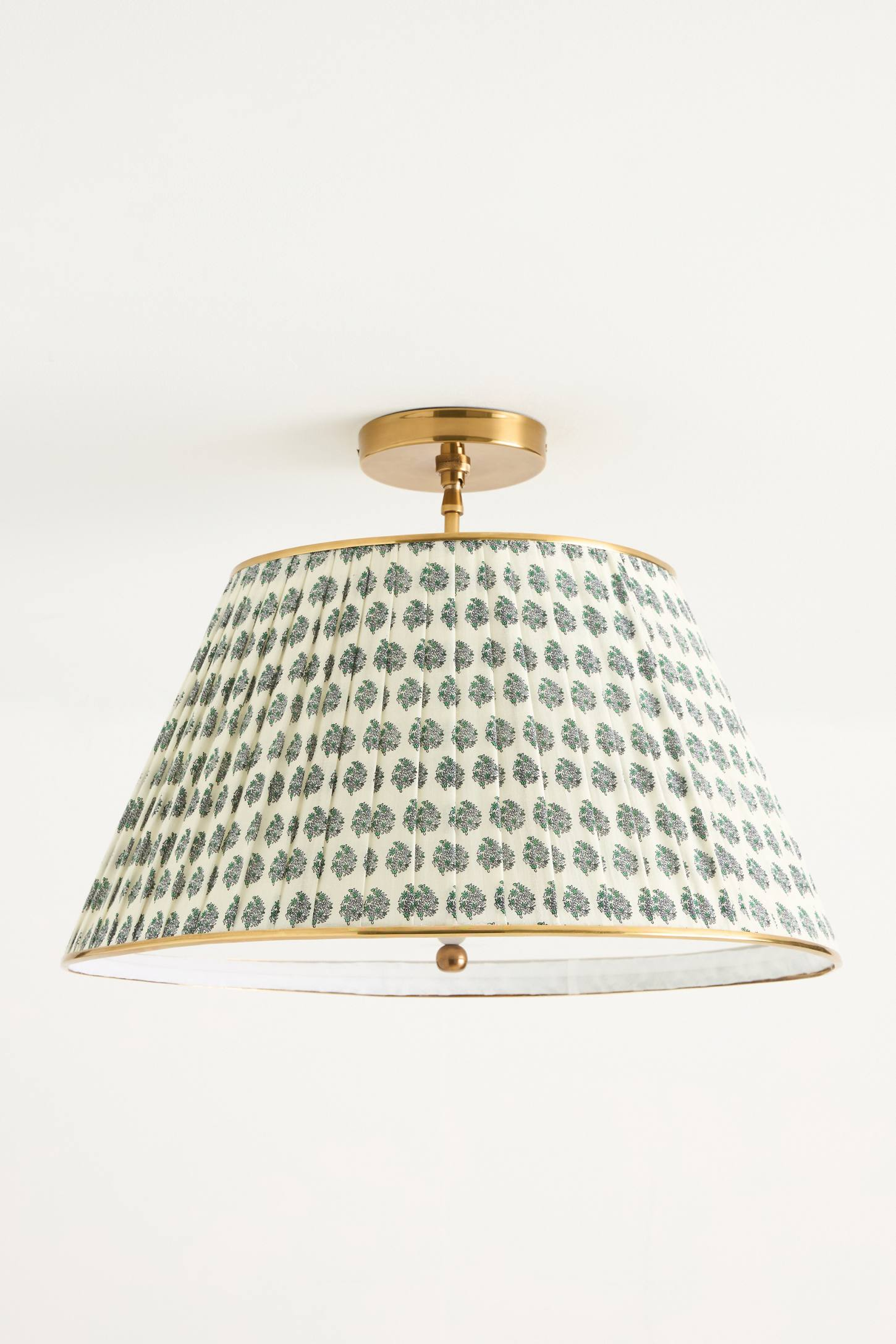 Lee Brass 24" Ruched Printed Semi-Flush Mount Pendant Light