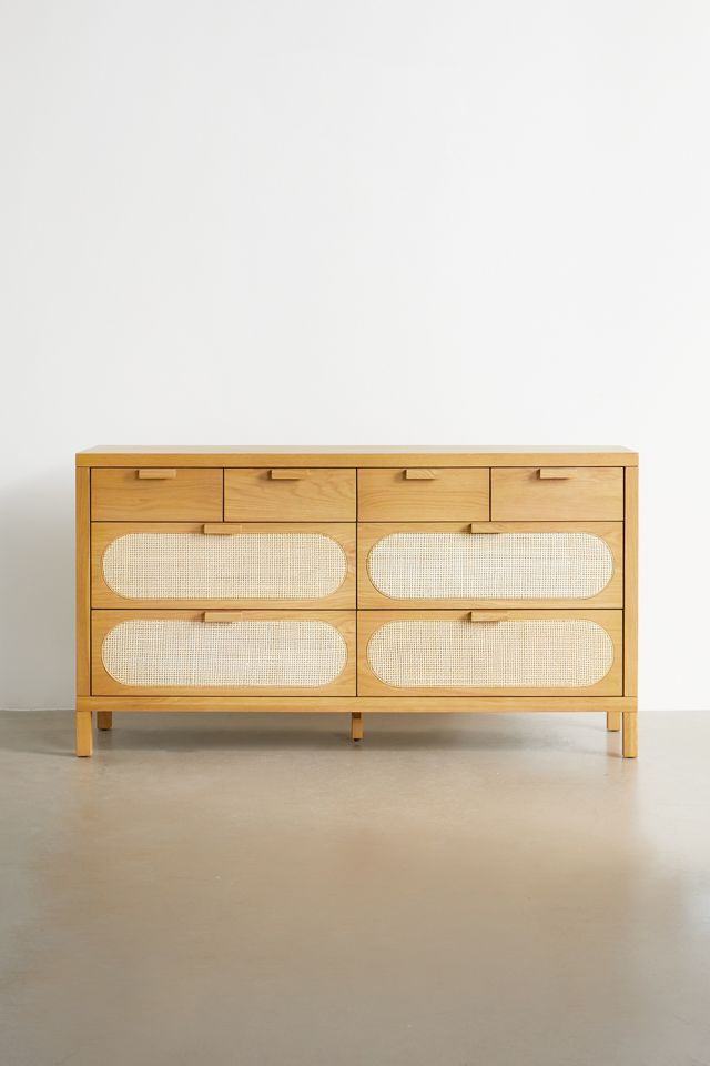 Alder Cane Paned 8-Drawer Dresser