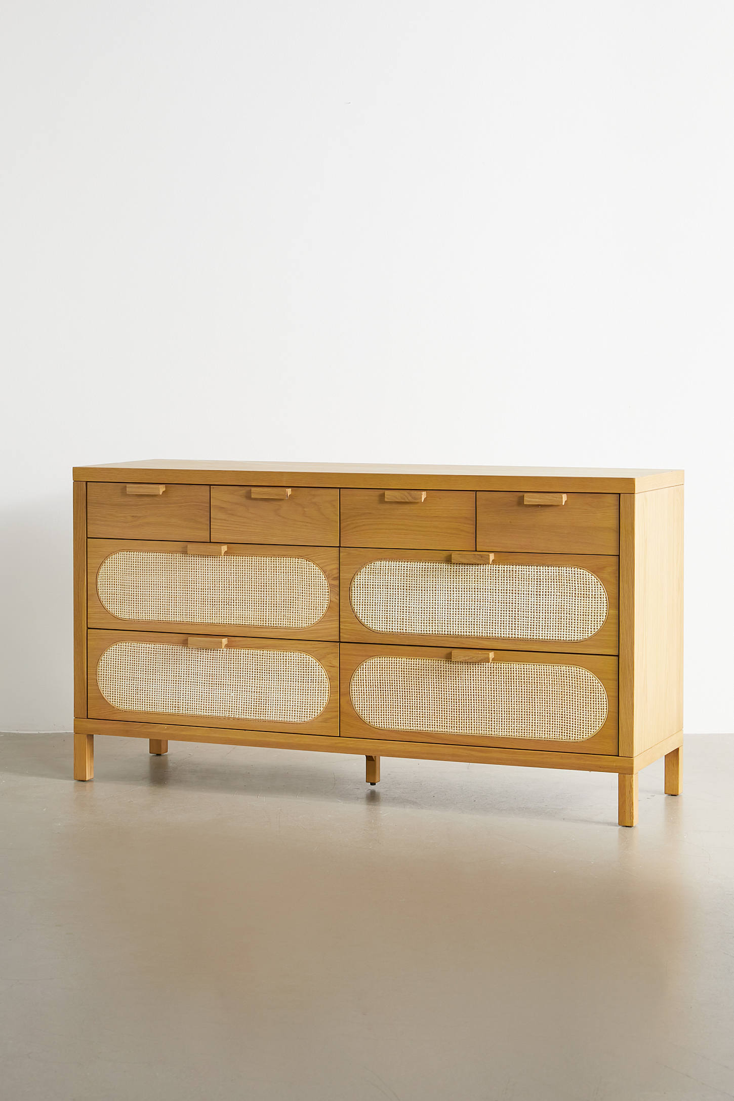 Alder Cane Paned 8-Drawer Dresser