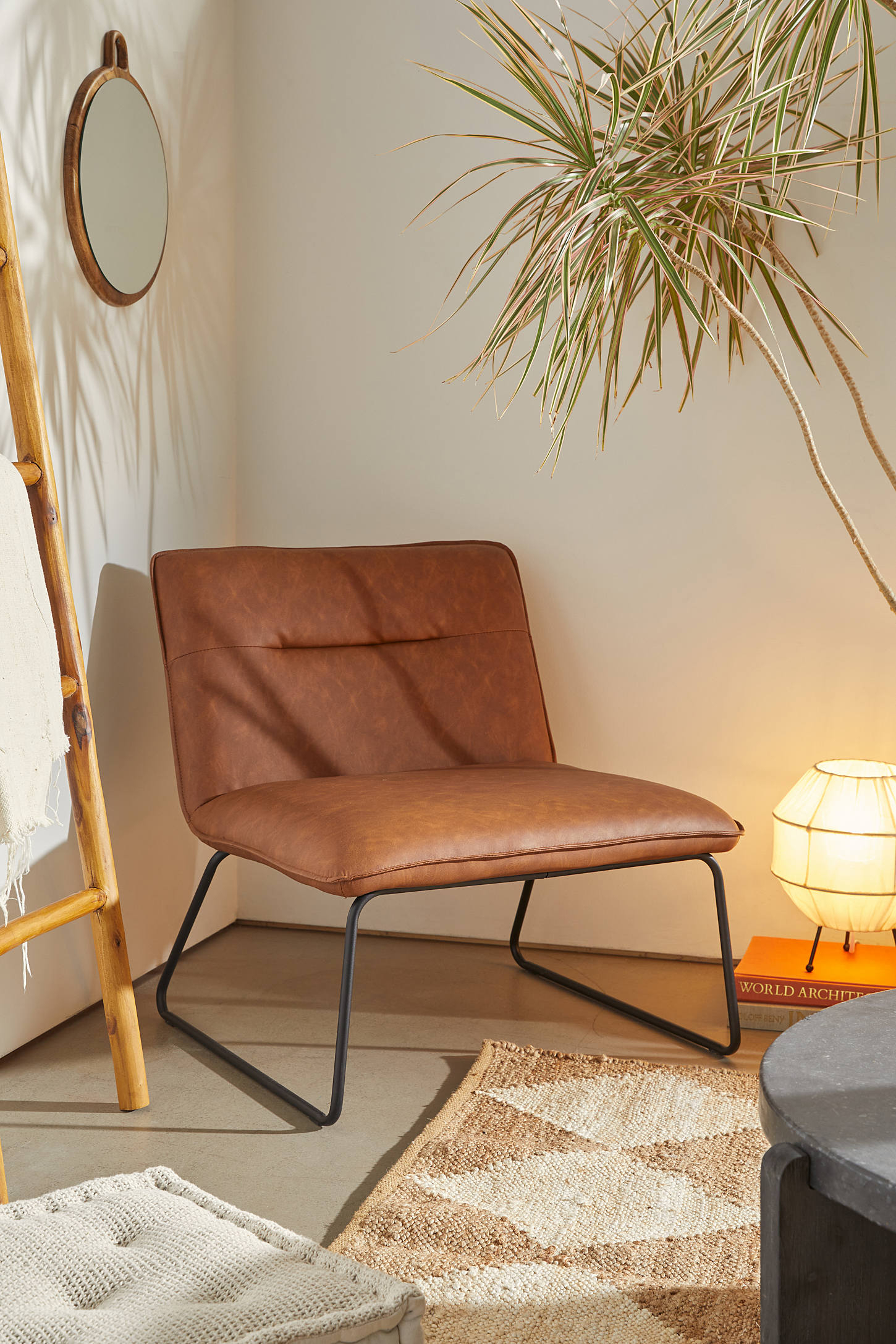 Spencer Faux Leather Armless Lounge Chair