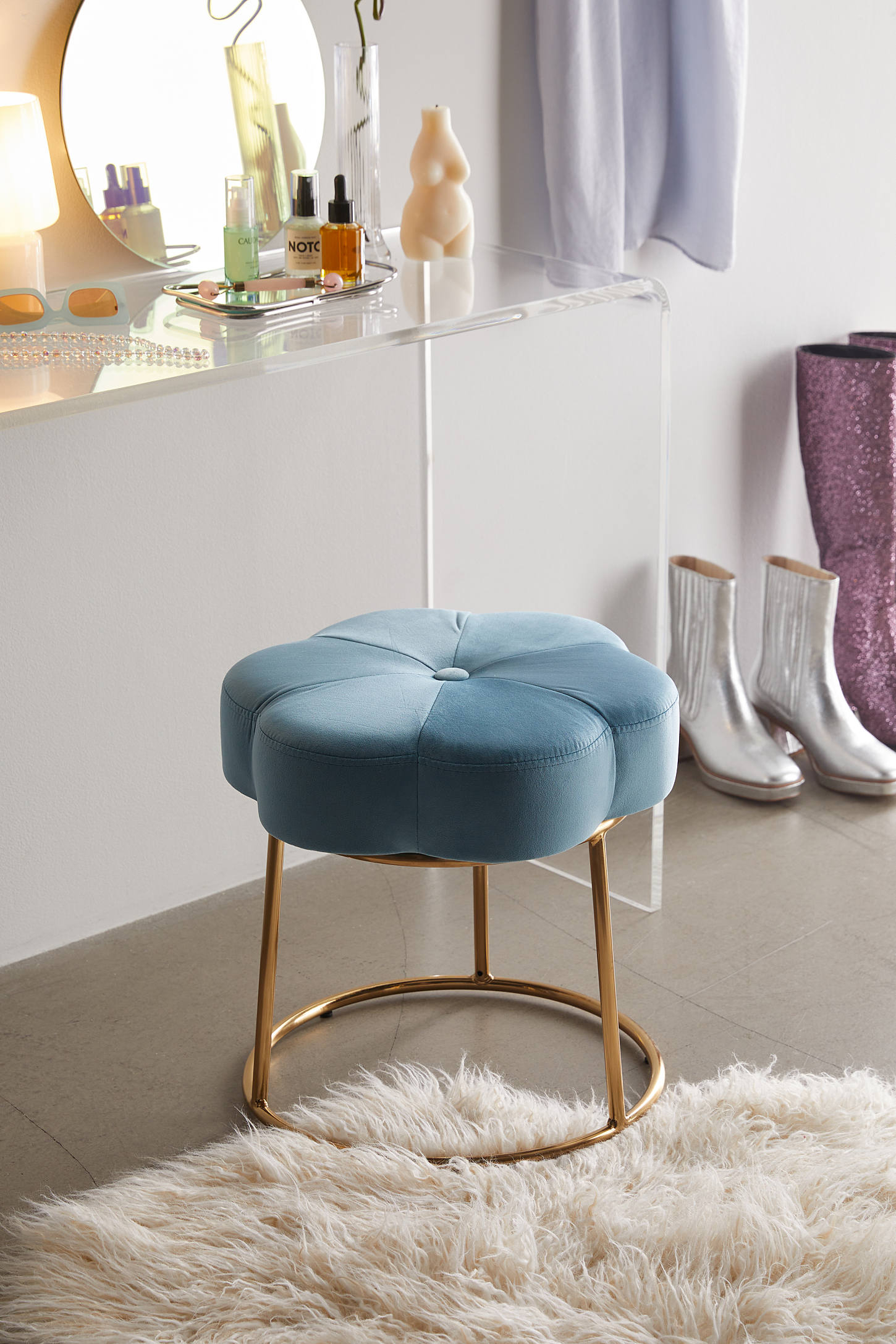 Ciara Flower Cushioned Vanity Stool