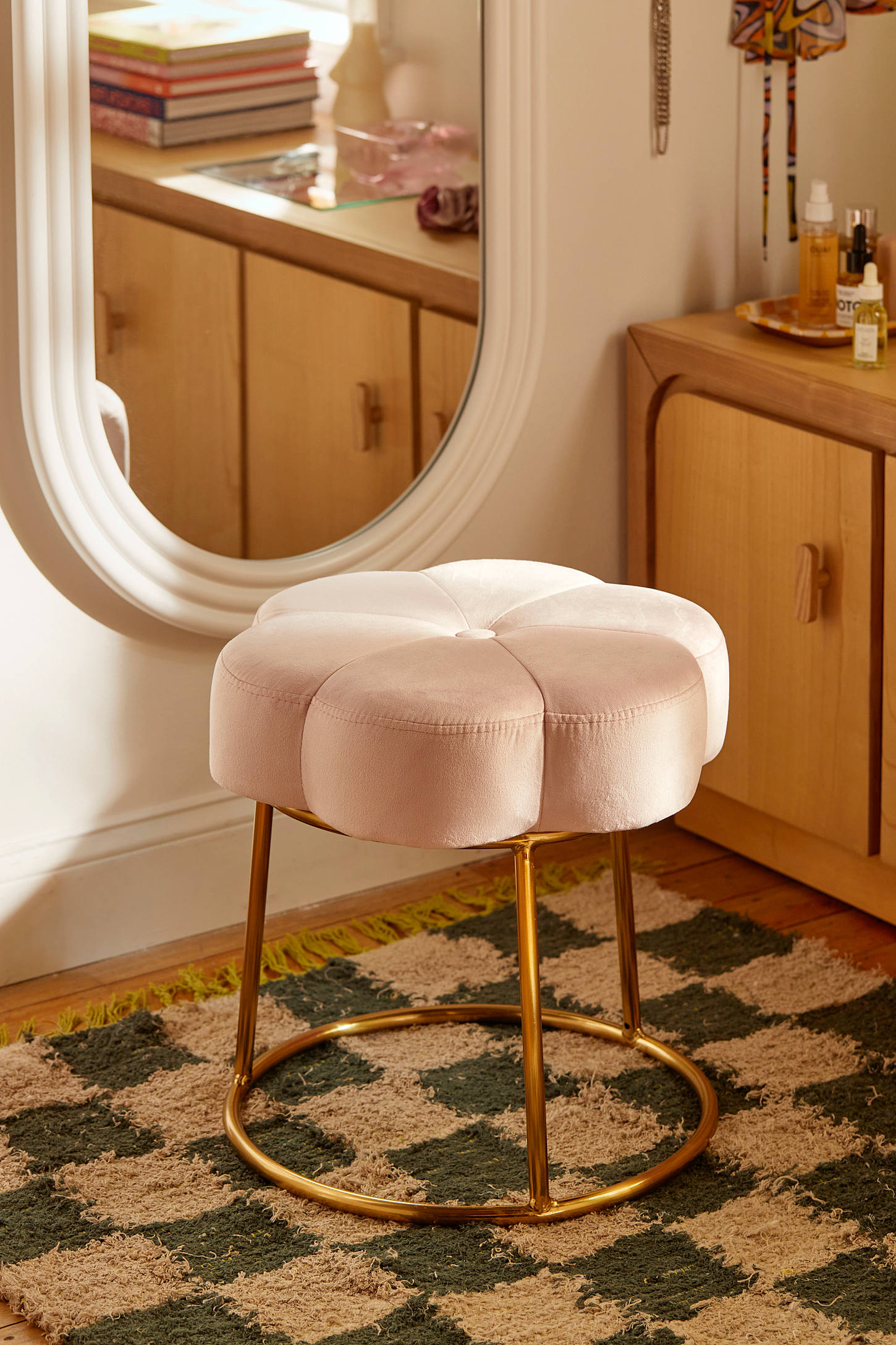 Ciara Flower Cushioned Vanity Stool