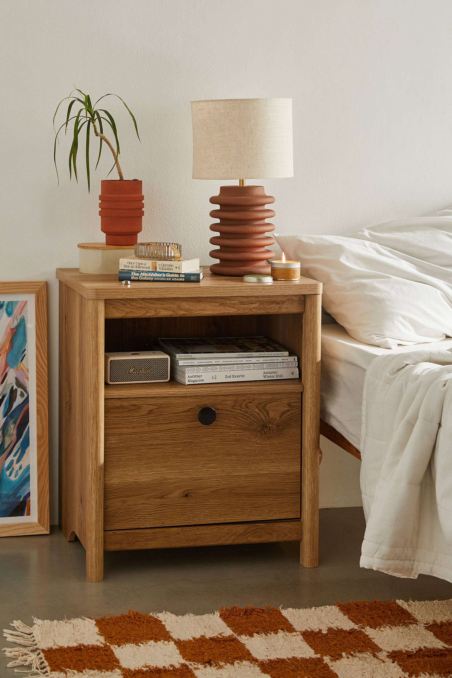 Jordan Wood Storage Nightstand