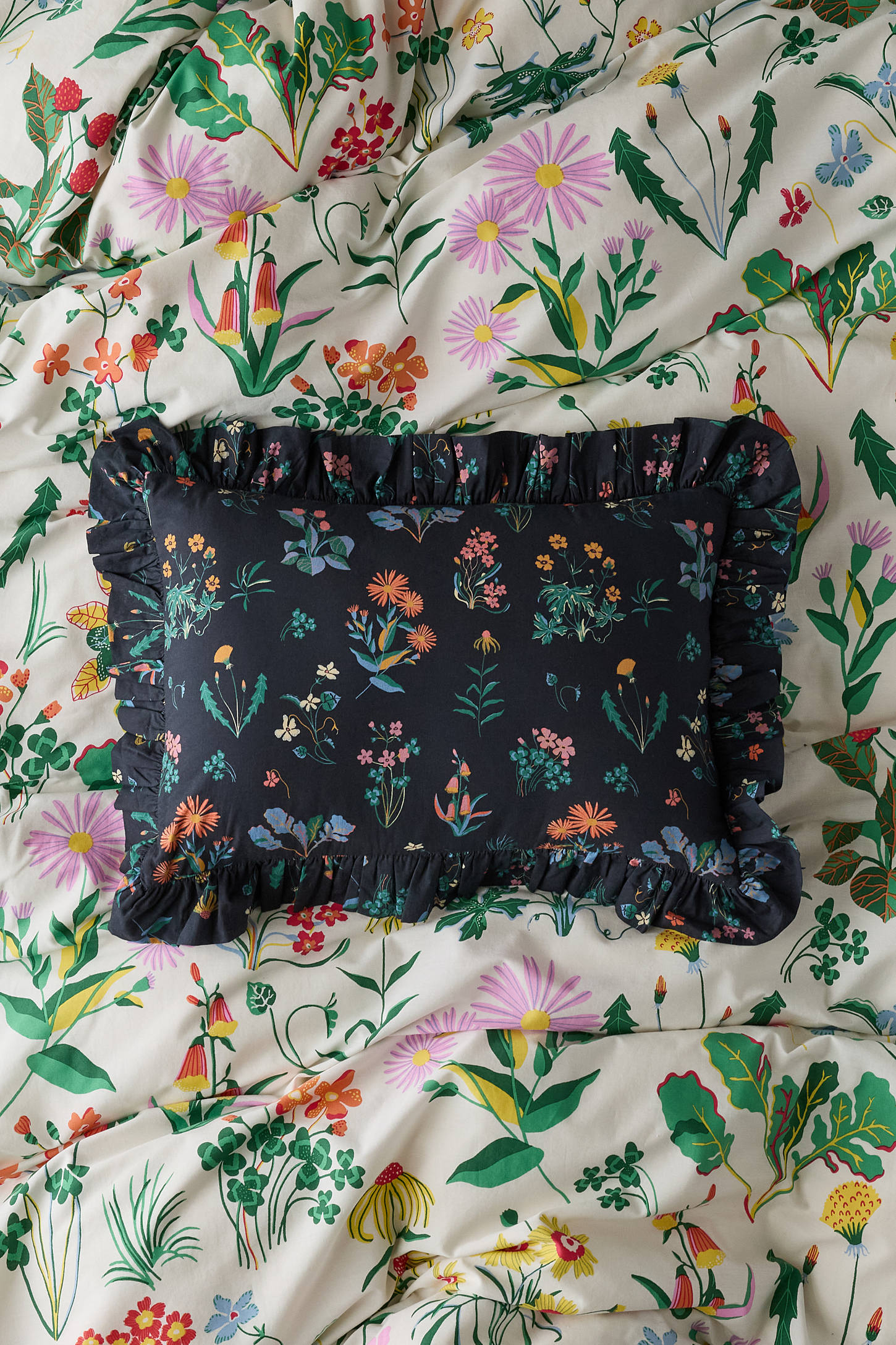 Cotton Ruffle Bolster Pillow