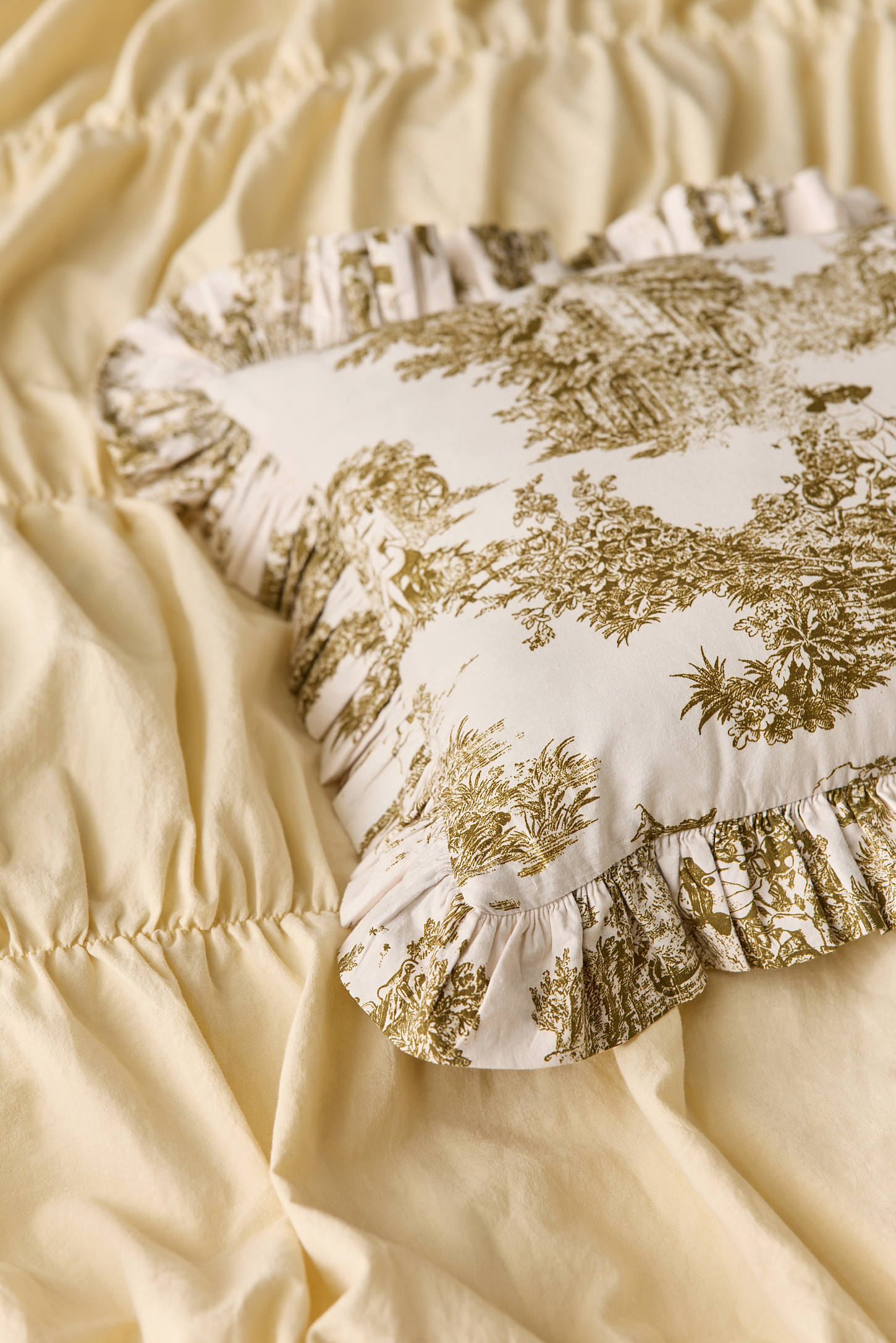 Cotton Ruffle Bolster Pillow