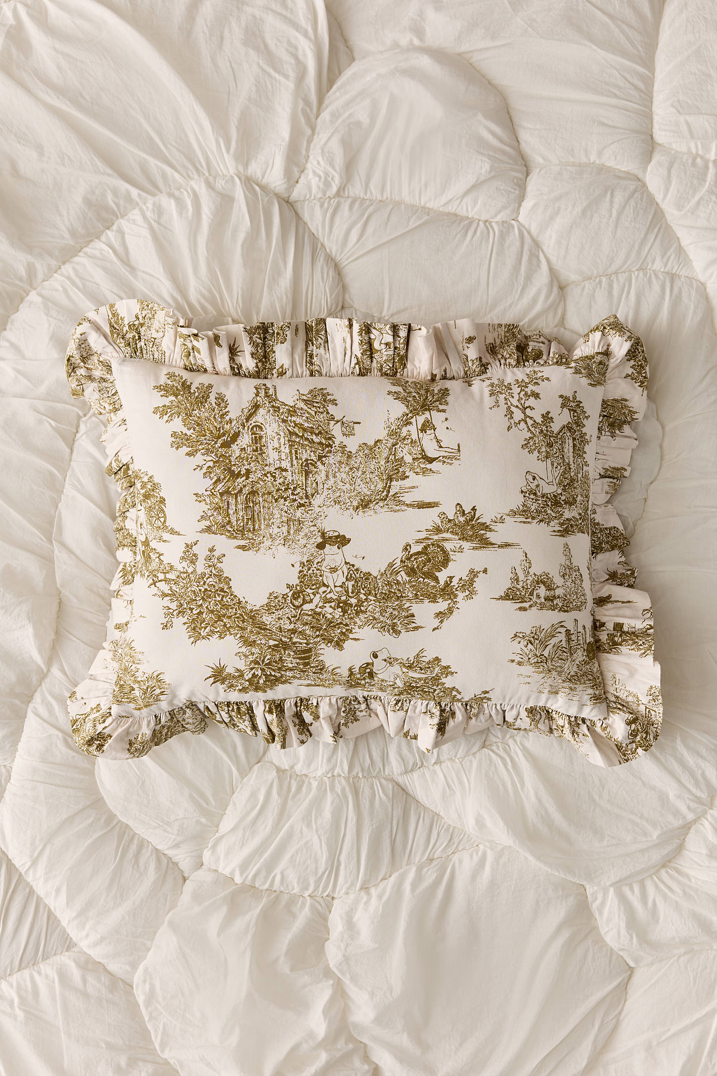 Cotton Ruffle Bolster Pillow