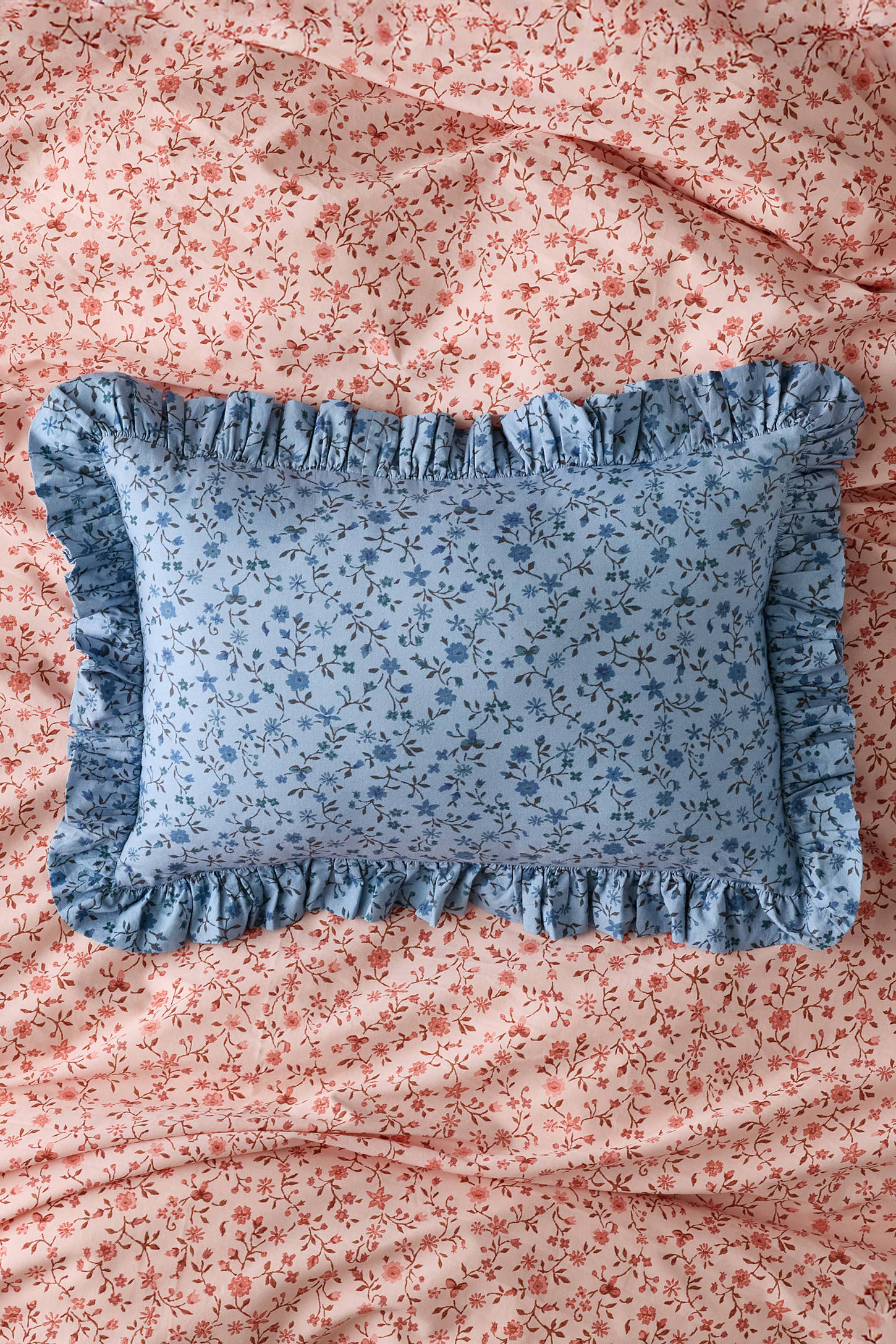Cotton Ruffle Bolster Pillow