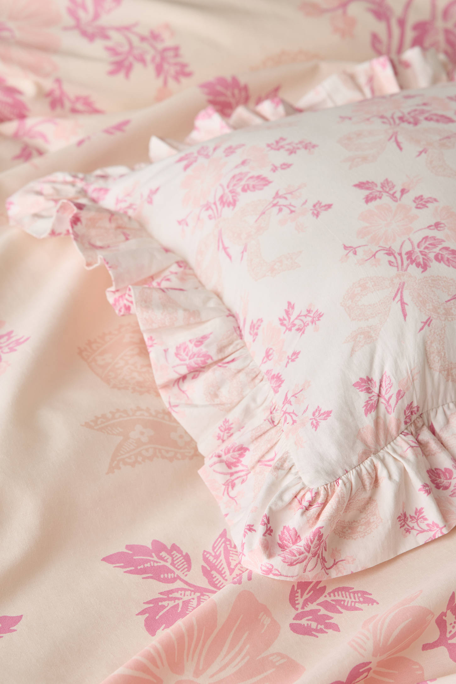 Cotton Ruffle Bolster Pillow