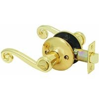 Polished Brass Scroll Privacy Lever Lockset for Bedroom and Bathroom