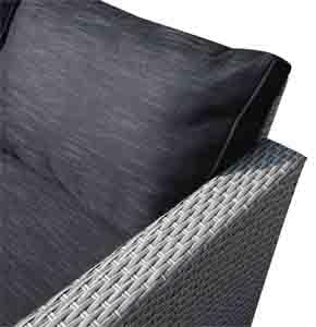 SUNTONE Patio Conversation Sofa Set - 3 Piece All Weather Wicker Outdoor Furniture Set, Gray Rattan & Black Cushions