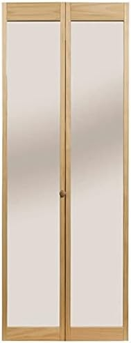 LTL Home Products 870926 Pinecroft Traditional Mirror Interior Bifold Solid Pine Wood Door, 30" x 80", Unfinished Pine