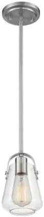 Skybridge 8'' Brushed Nickel Mini Jar Pendant with Clear Glass