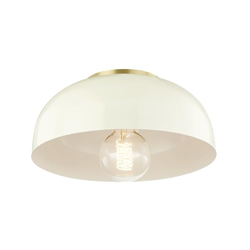 Dea Semi-Flush Mount Light - Aged Brass and Cream / Small