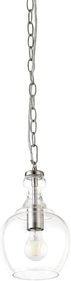 Evelyn&Zoe 7" Brushed Nickel Finish Metal/Glass Pendant