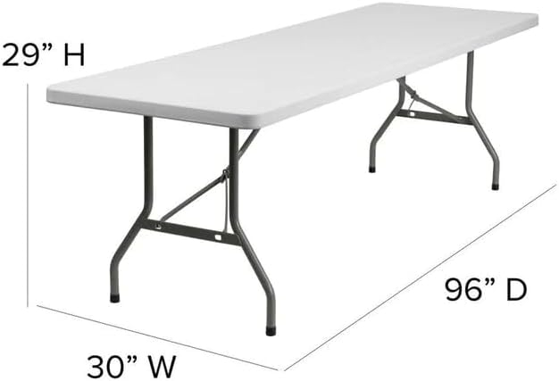 Amazing for less 8ft Folding Table White Plastic Portable Long Foldable Tables Indoor Outdoor Party Picnic Camping Fold Table 8 Foot (4ft, 6ft, 8ft)