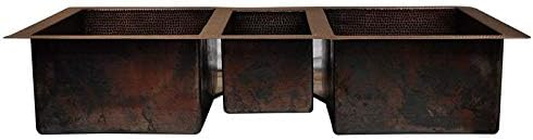 Copper Design CKS-TPL-4525-DL Copper Triple Bowl Kitchen Sink, Dark Light - 9 x 25 x 45 in.