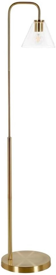 Evelyn&Zoe Henderson Arc Floor Lamp with Glass shade in Brass/Clear