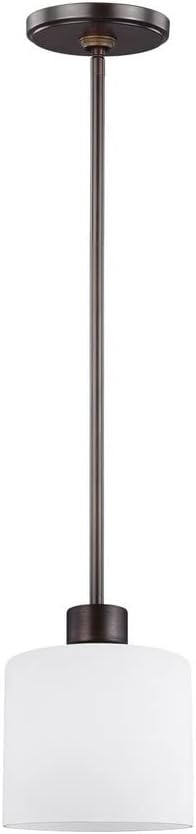 Generation Lighting Canfield 1 -Light Bronze Modern/contemporary Etched glass Cylinder Mini Outdoor Hanging Pendant light
