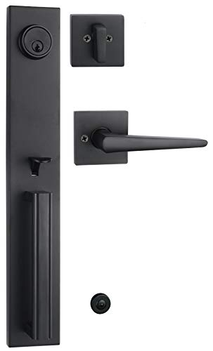 TMC Iron Black Front Double Door Handleset(Keyed&Dummy Set, Matte Black)