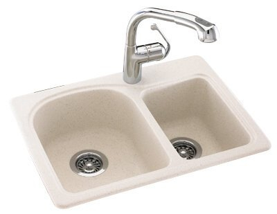 Bone Granite Composite Double Bowl Drop-In Kitchen Sink