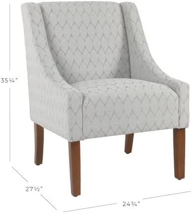 HomePop Modern Swoop Arm Accent Chair, Gray Leaf