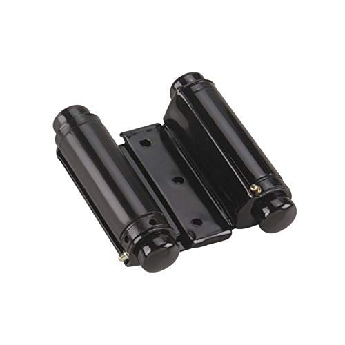 Rok Hardware Double Action Steel Spring Hinge, Black Super Value 2-Pack (2 Hinges)