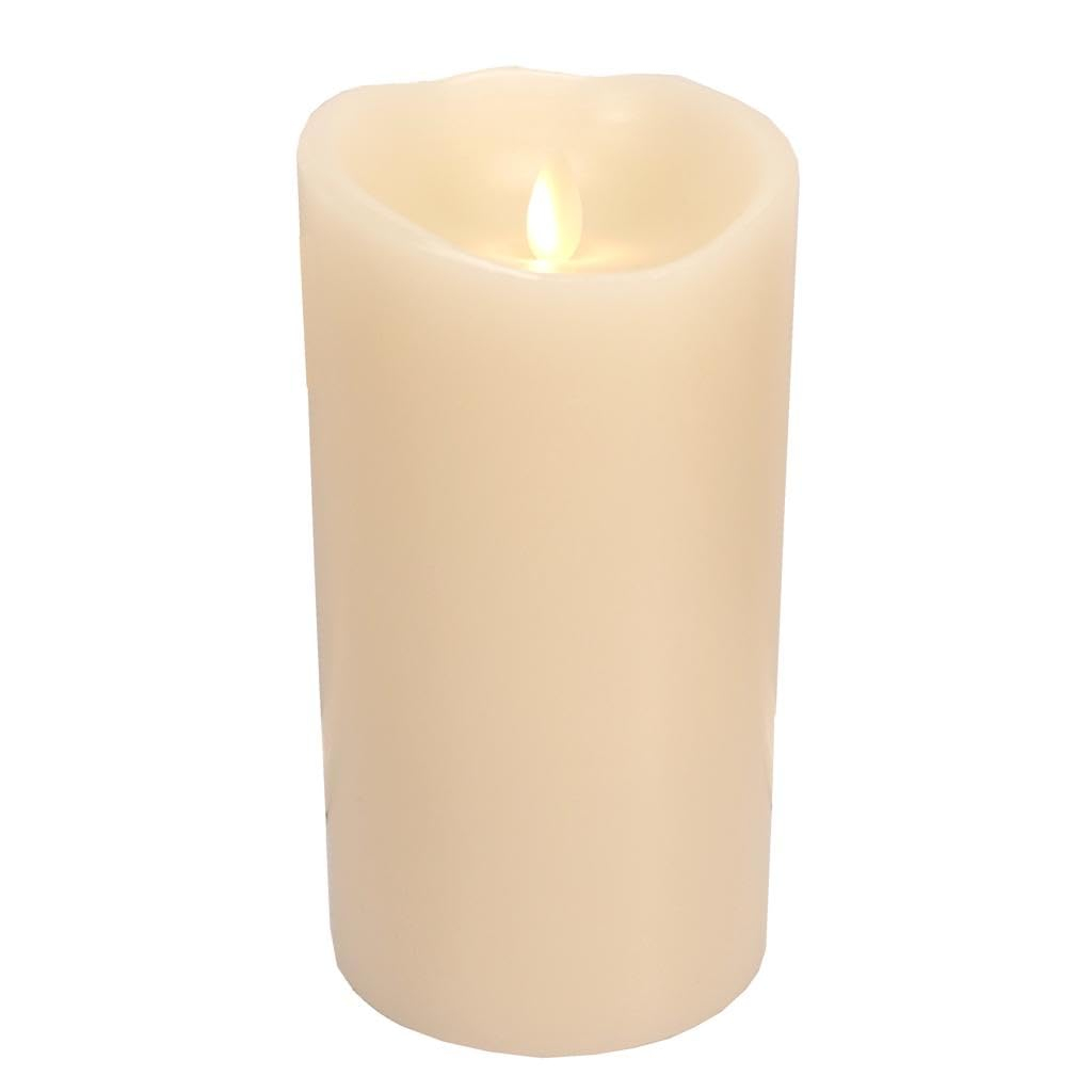 Liown 37088 - 7.5" Ivory Wax Push Flame LED Pillar Candle with Timer