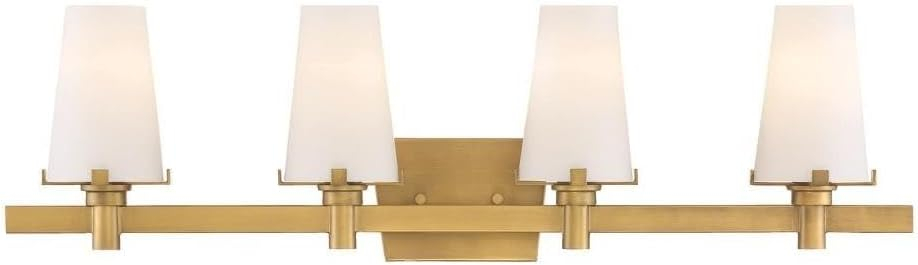 Designers Fountain Hyde Park Vintage Gold 4 Light Bathroom Vanity Light Fixture, 87904-VTG