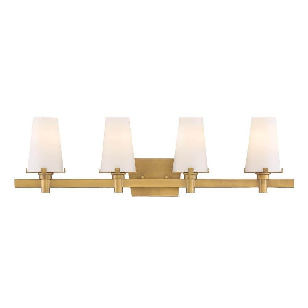 Designers Fountain Hyde Park Vintage Gold 4 Light Bathroom Vanity Light Fixture, 87904-VTG