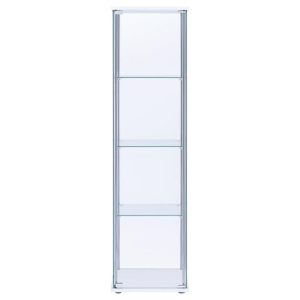 Bowery Hill Modern Metal 4 Shelf Glass Display Case in White