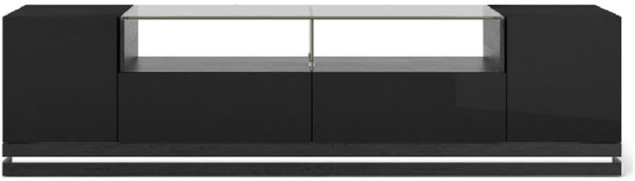 Vanderbilt Wood 85" TV Stand in Matte Black & Gloss