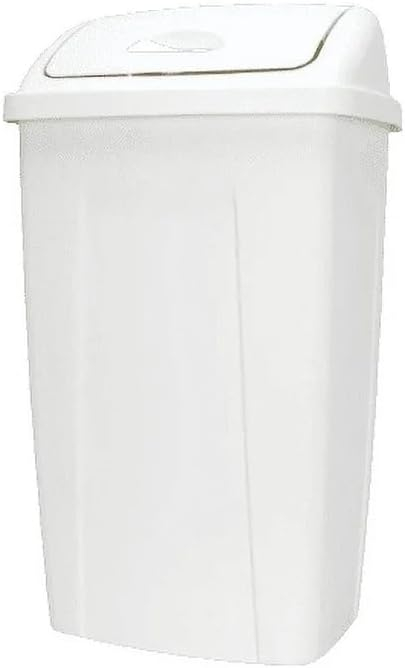 Mainstays Kitchen Trash Can, 13 Gallon, Plastic Swing Top Garbage Bin, White