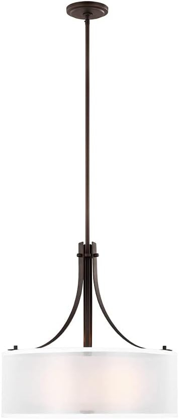 Elmwood Park Bronze 19" Drum Pendant with Satin Etched Glass Shade