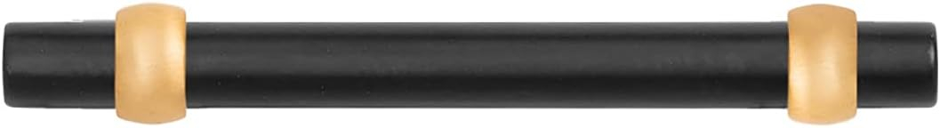 6 3/8" Matte Black and Brushed Brass Bar Pull
