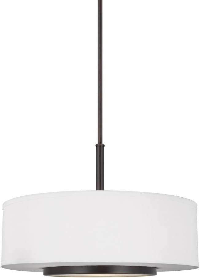 Generation Lighting Nance 3 -Light Bronze Transitional Etched glass Drum Medium Hanging Pendant light