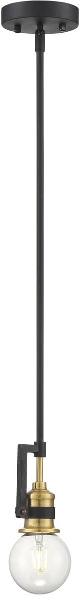 Matte Black and Brass Glass Mini Pendant Light