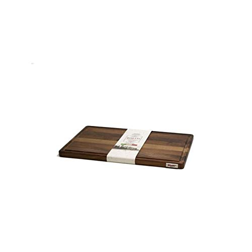 Bisetti Walnut Wood Cutting Chopping Slicing Board with Juice Groove, 19.6 x 13.8 x 0.78 Inches