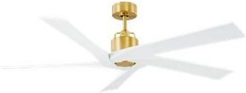 Burnished Brass 56" Ceiling Fan with Remote and Matte White Blades