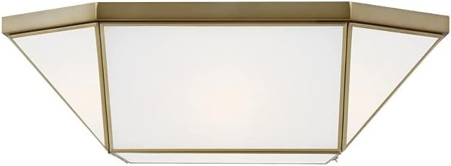 Morrison 20 in. 4-Light Satin Brass Flush Mount with White Glass Panel