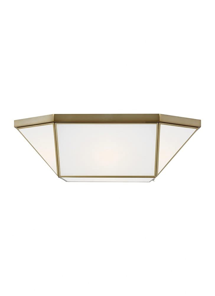 Morrison 20 in. 4-Light Satin Brass Flush Mount with White Glass Panel