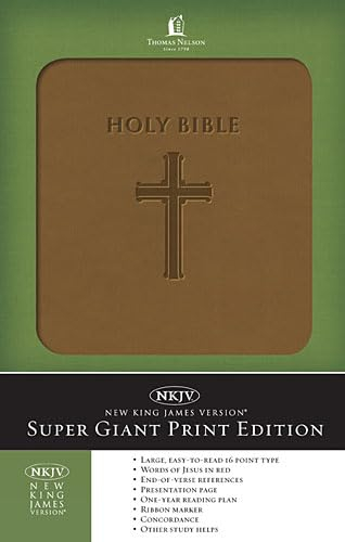 Super Giant Print Bible-NKJV - by Thomas Nelson Publishers (Leather Bound)