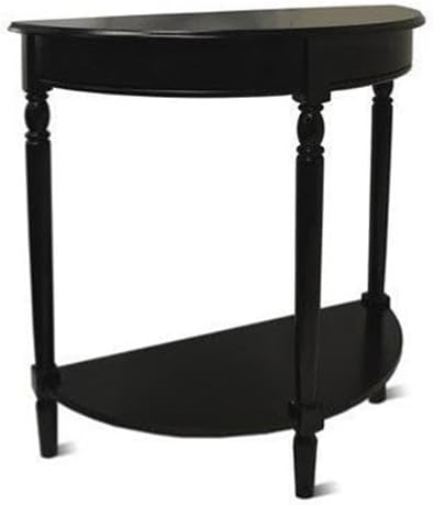 Convenience Concepts French Country Half-Round Entryway Table with Shelf, Black