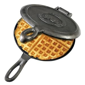 Traditional Round Black Cast Iron Waffle Maker