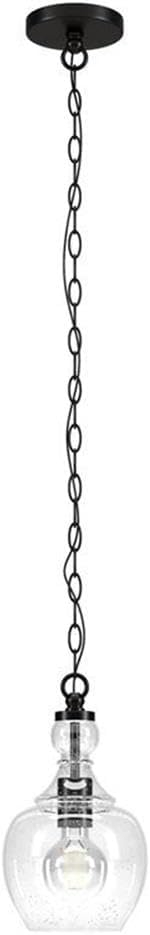 Evelyn&Zoe 7" Blackened Bronze Metal/Glass Pendant
