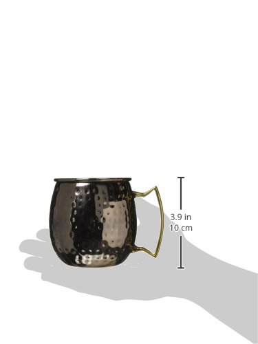 16 oz Hammered Black Stainless Steel Moscow Mule Mug with Brass Handle