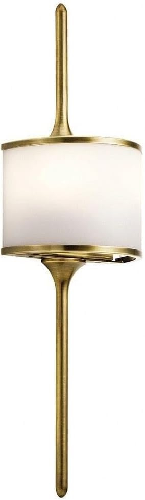 Kichler Mona 22" 2 Light Halogen Wall Sconce with Satin Etched White Diffuser in Natural Brass