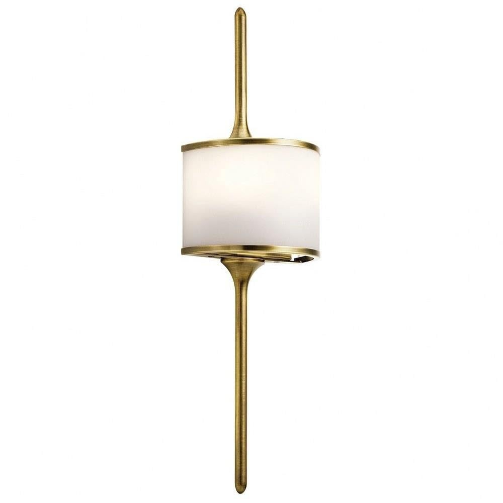 Kichler Mona 22" 2 Light Halogen Wall Sconce with Satin Etched White Diffuser in Natural Brass